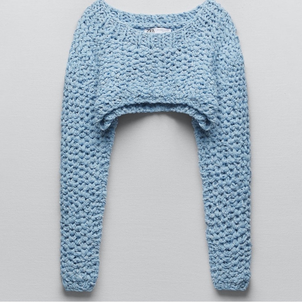 NWT Zara Limited Edition Cropped Crochet Sweater - Picture 7 of 9